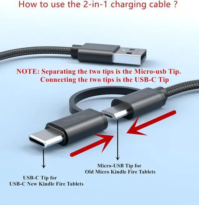Alt view image 5 of 7 - 9W Fast Charger for Old and New Kindle Kindle Paperwhite Oasis Voyage Kids Edition eReaders Kindle Touch DX Keyboard Fire Max HD HDX 6 7 8 10 11 Tablets-6.6ft Braided Cord
