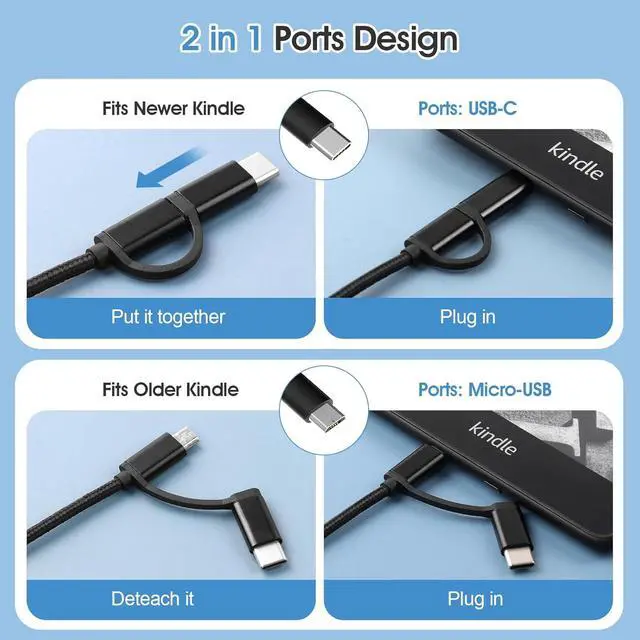 Alt view image 7 of 7 - 9W Fast Charger for Old and New Kindle Kindle Paperwhite Oasis Voyage Kids Edition eReaders Kindle Touch DX Keyboard Fire Max HD HDX 6 7 8 10 11 Tablets-6.6ft Braided Cord