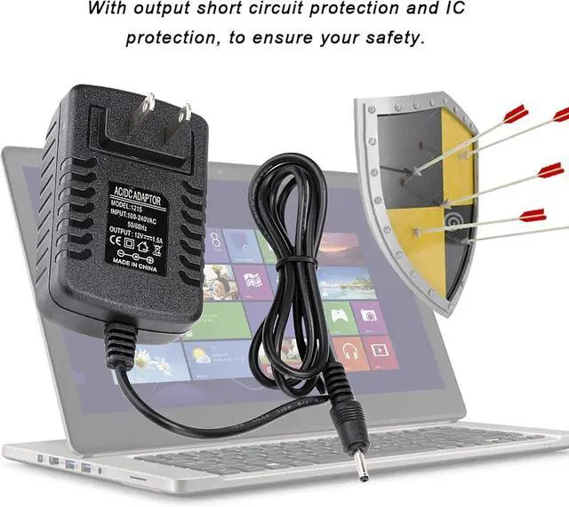 Alt view image 3 of 7 - 12V 1.5A AC Charger Adapter for Iconia Tab A500 Series Tablet Short Circuit IC Extra Long 2.95ft AC Adapter Power Cord US