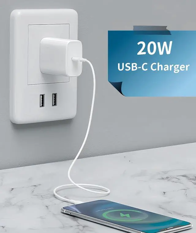 Alt view image 6 of 6 - USB C Charger for iPad 10th 9th Generation  Galaxy Tab A9+ Plus S6 Lite (2024) Tablet 20W Type-C Wall Adapter