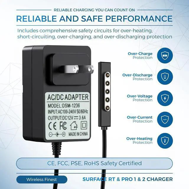 Alt view image 5 of 7 - Power Supply Home Wall AC Charger Replacement for  Surface 2 RT Pro 1 2 Window Tablet