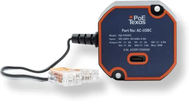 Main image of in-Wall AC to USB-C Power Adapter - Max Output 30W Charger for USB-C Devices with Power Profiles from 5-20V - Compact Design Flush Wall Mounting Tablets