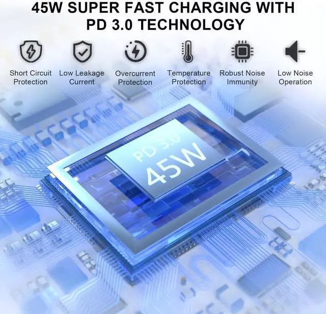 Alt view image 5 of 6 - 45W USB C Super Fast Charger PD PPS Wall Charger Block for  Galaxy S25 S24 S23 S22 Ultra Plus Z Fold Flip 6 Tab S9/S8 with 5ft Type C to C Cable