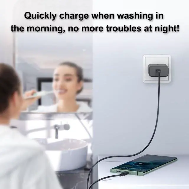 Alt view image 6 of 6 - 45W USB C Super Fast Charger PD PPS Wall Charger Block for  Galaxy S25 S24 S23 S22 Ultra Plus Z Fold Flip 6 Tab S9/S8 with 5ft Type C to C Cable
