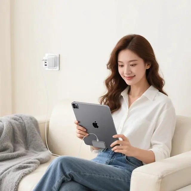 Alt view image 6 of 7 - Magnetic Wireless Charger for iPad Pro 11 inch M4 18W Fast Charging Smart Connector Charger Aluminum Alloy Wireless Charging Pad with 3.3ft USB-C Cord Cable (Adapter Not Included) (11inch-M4)