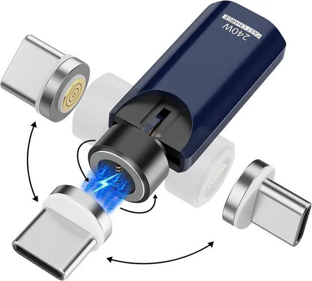 Main image of USB C Magnetic Adapter 240W Rotating 360°+180 Degree Magnetic Type C Port Adapter 9PIN Fast Charging for iPhone 16/15 MacBook Pro/Air iPad Series Switch  Galaxy PS5 PSVR2