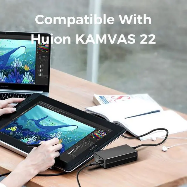 Alt view image 2 of 7 - 12V Drawing Tablet Adapter Compatible With Huion KAMVAS 22 Plus Pro 24 Pro 20(2019) GS2201 GS2202 GT-240 Pen Graphics Tablet Display Screen K36V120300E2 Charger Power Cord Supply