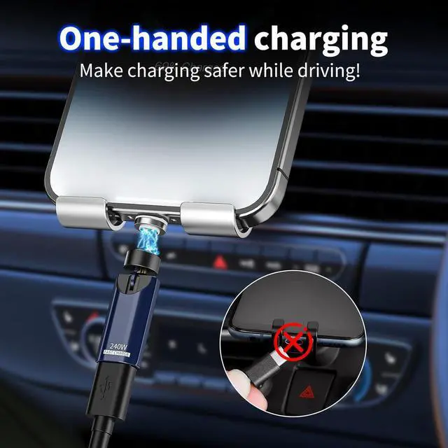 Alt view image 5 of 7 - USB C Magnetic Adapter 240W Rotating 360°+180 Degree Magnetic Type C Port Adapter 9PIN Fast Charging for iPhone 16/15 MacBook Pro/Air iPad Series Switch  Galaxy PS5 PSVR2