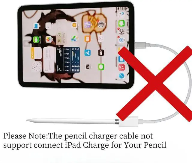 Alt view image 4 of 7 - for  Pencil Charger 3.3FT/1Pack USB C Male to Lightning Female Compatible with  Pencil 1st Generation