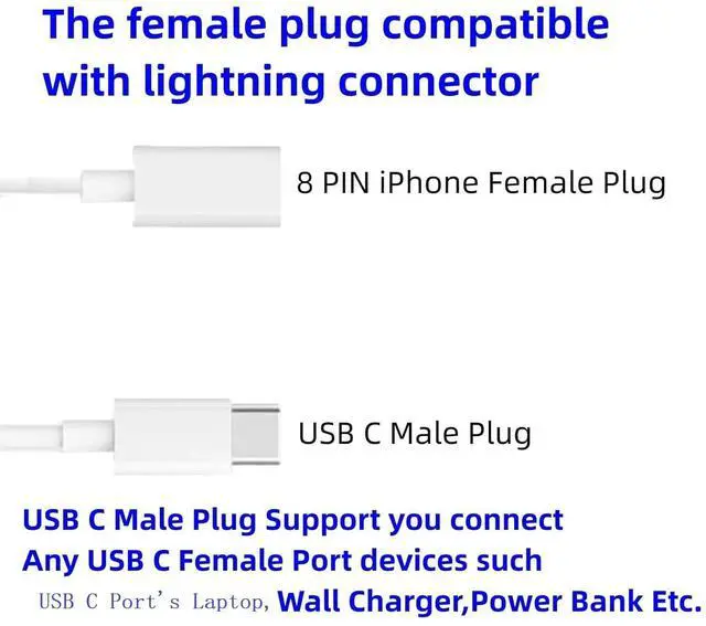 Alt view image 6 of 7 - for  Pencil Charger 3.3FT/1Pack USB C Male to Lightning Female Compatible with  Pencil 1st Generation