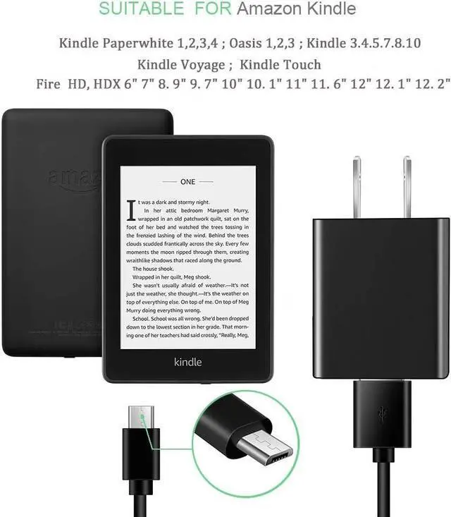 Alt view image 5 of 7 - 10W Power Adapter Fast Charger 6.5Ft Cable for Charging Paperwhite 7 8 9 10 11 Oasis Voyage E-Reader DX Keyboard Touch(2nd-11th Gen) Fire HD HDX Tablet Also Compatible with  Tablets