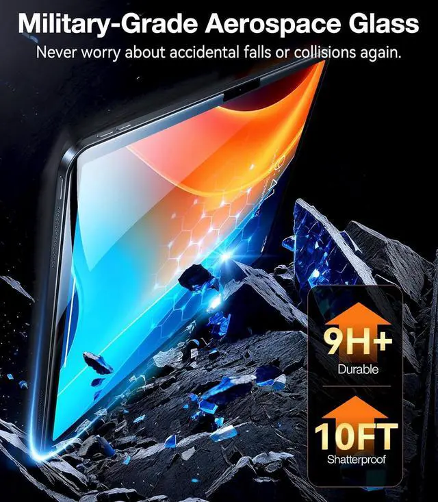 Alt view image 3 of 6 - for iPad Air 13 Inch Screen Protector M3 2025 & M2 2024 Military Grade Shatterproof [TOP 9H+ Tempered Glass One-Pull Installation] Anti-Scratch Bubble Free HD Clarity