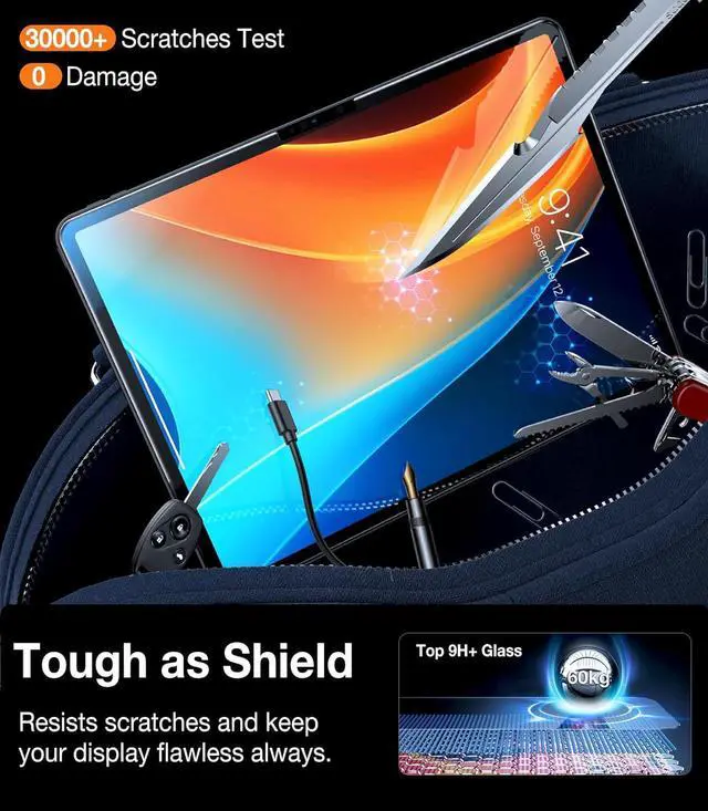 Alt view image 4 of 6 - for iPad Air 13 Inch Screen Protector M3 2025 & M2 2024 Military Grade Shatterproof [TOP 9H+ Tempered Glass One-Pull Installation] Anti-Scratch Bubble Free HD Clarity