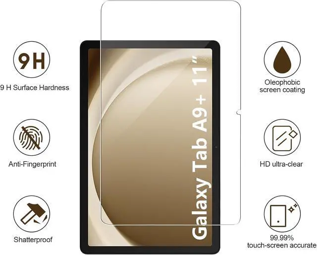 Alt view image 2 of 6 - 2 Pack Screen Protector for  Galaxy Tab A9 Plus 2023 Tempered Film Ultra Thin Anti-Fingerprint Touch Sensitive Screen Protector for Galaxy Tab A9 Plus