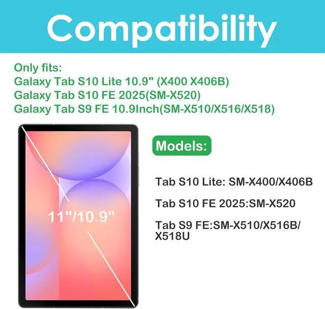 Alt view image 2 of 7 - 2 Pack Screen Protectors + 3 Pack Camera Lens Protectors for Galaxy Tab S10 Lite 5G 10.9 inch/Tab S10 FE 2025 / Tab S9 FE 5G WiFi 10.9 2023 Tempered Glass Film Guard Compatible with S Pen