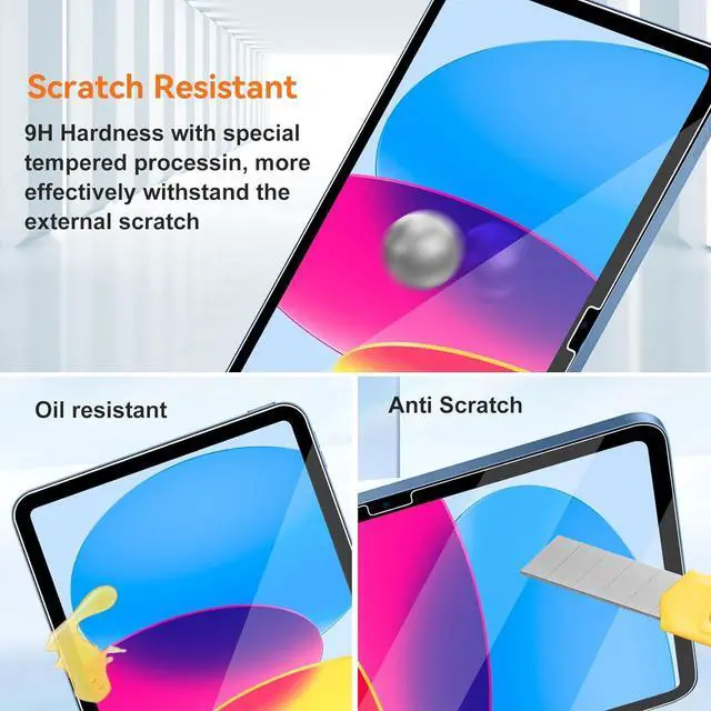 Alt view image 5 of 7 - 2 Pack Screen Protector for iPad 11th A16 2025 11 Inch / 10th Generation 2022 10.9 Inch 9H Hardness Tempered Glass Ultra Sensitive Case Friendly