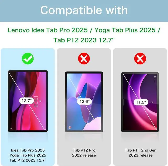 Alt view image 2 of 7 - Fintie 2 Pack Screen Protector for 12.7 Yoga Tab Plus 2025/ Idea Tab Pro 2025/Tab P12 2023 9H Tempered Glass Screen Protector HD Clear/Anti Scratch/Bubble Free