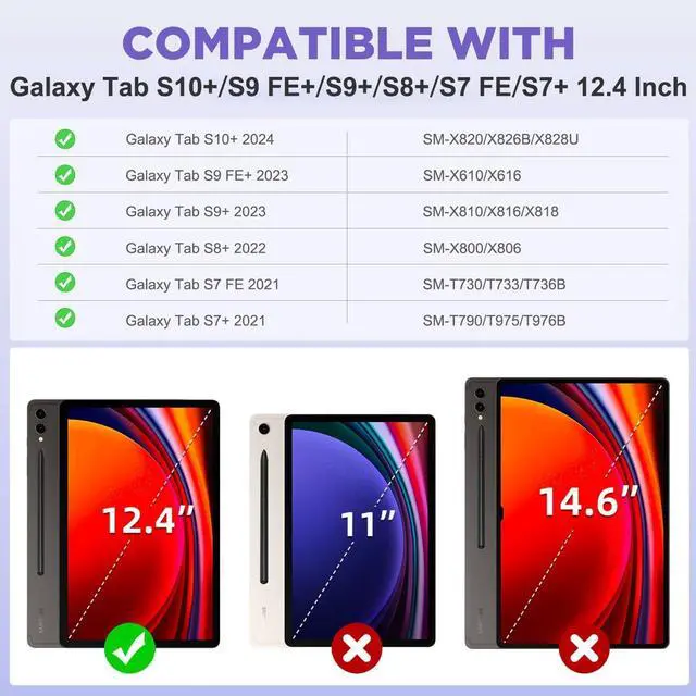 Alt view image 2 of 7 - Magnetic Paper Screen Protector for  Galaxy Tab S10 Plus/S9 FE Plus 5G/Tab S9 Plus/Tab S7 FE 5G/Tab S8 Plus 2022/Tab S7 Plus 12.4 Detachable & Reusable Anti-Glare Film Easy Install Matte