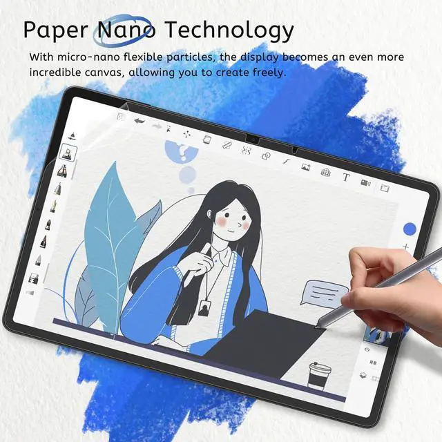 Alt view image 4 of 7 - 2 PACK Paper Screen Protector Compatible with  Galaxy Tab S11 / S10 Lite / S10 FE / S9 / S9 FE / S8 / S7 11 inch Anti Glare Touch Sensitivity with Easy Installation Kit Like Writing on Paper