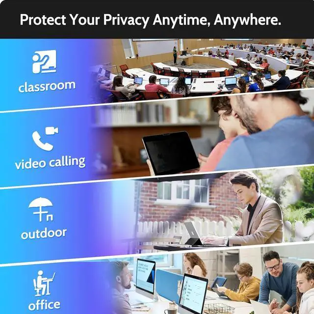 Alt view image 7 of 7 - Privacy Screen Protector for iPad Air 13 Inch 2024/2025 (M2/M3 6th/7th Gen) Anti Glare Blue Light Spy Filter Private Cover High Sensitive Bubble-Free Easy Install Black Security Screen