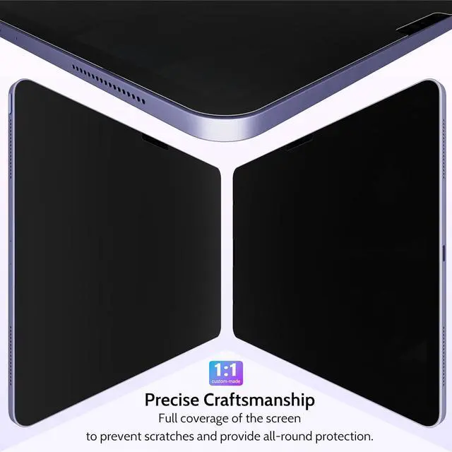 Alt view image 6 of 7 - Privacy Screen Protector for iPad Air 13 Inch 2024/2025 (M2/M3 6th/7th Gen) Anti Glare Blue Light Spy Filter Private Cover High Sensitive Bubble-Free Easy Install Black Security Screen