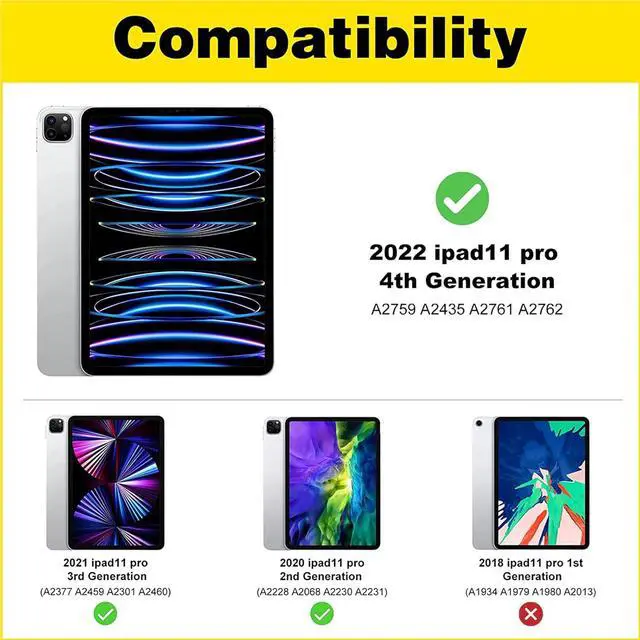Alt view image 2 of 7 - 2+2 Pack Screen Protector for iPad Pro 11 inch 4th 3rd 2nd 2022 2021 2020 with Camera Lens Protector Tempered Glass Film for iPad Pro 11