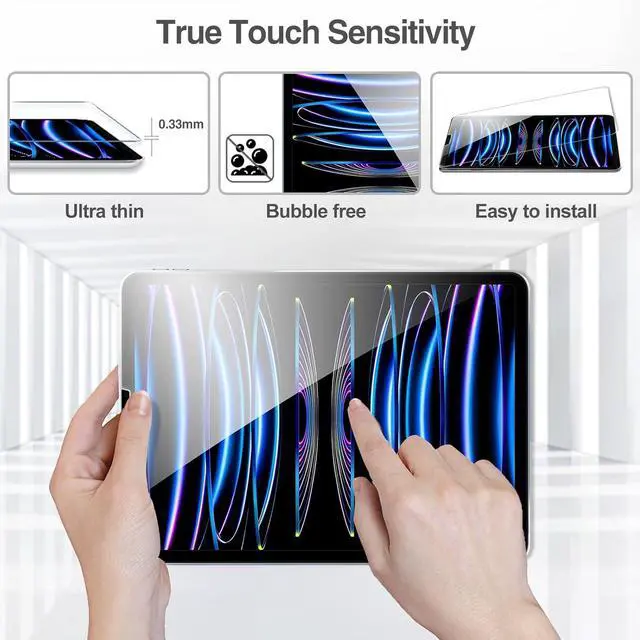 Alt view image 4 of 7 - 2+2 Pack Screen Protector for iPad Pro 11 inch 4th 3rd 2nd 2022 2021 2020 with Camera Lens Protector Tempered Glass Film for iPad Pro 11