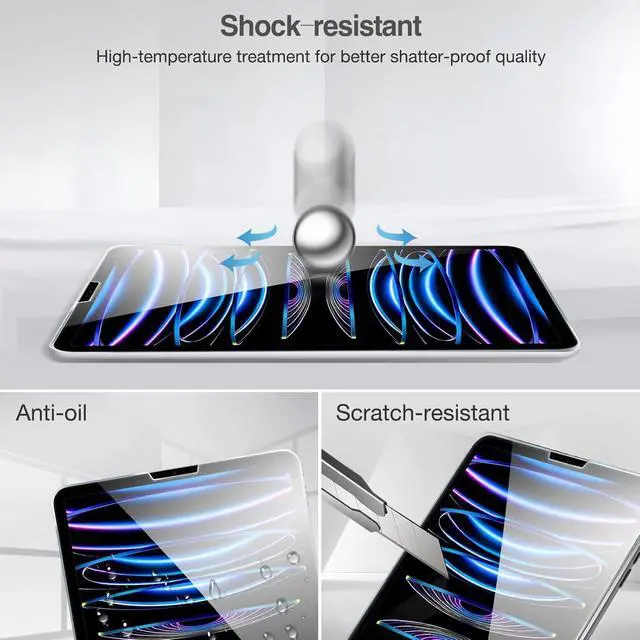 Alt view image 5 of 7 - 2+2 Pack Screen Protector for iPad Pro 11 inch 4th 3rd 2nd 2022 2021 2020 with Camera Lens Protector Tempered Glass Film for iPad Pro 11