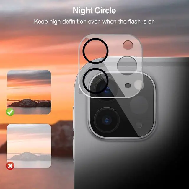 Alt view image 6 of 7 - 2+2 Pack Screen Protector for iPad Pro 11 inch 4th 3rd 2nd 2022 2021 2020 with Camera Lens Protector Tempered Glass Film for iPad Pro 11