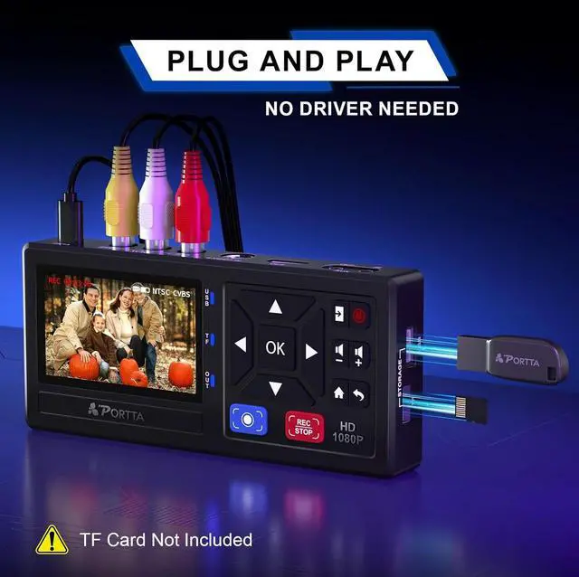 Alt view image 3 of 7 - VHS to Digital Converter with 128GB USB3.0 Flash Drive Video to Digital Recorder Compatible with VHS VCR DVR DVD Hi8 Mini DV Players Camcorder (Tapes/DVD Player Not Included)