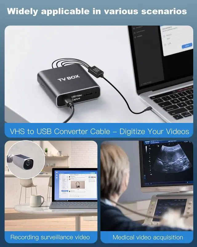 Alt view image 6 of 7 - VHS to Digital Converter USB-A/USB-C Video 1080P Capture Card RCA/AV to USB2.0 Audio Video Transfer Grabber Convert Analog VHS VCR Hi8 Mini DV to Digital Converter for PC DVD Tape Camera