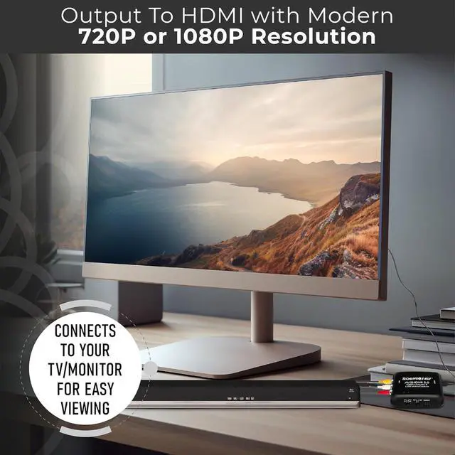 Alt view image 3 of 6 - AV to HDMI Converter & Recorder 2.0 - AV RCA Composite to 1080P HDMI TV Upscaler - for VCR VHS DVD Camcorder Hi8 Gaming - 4:3 Aspect Ratio - USB Video Capture