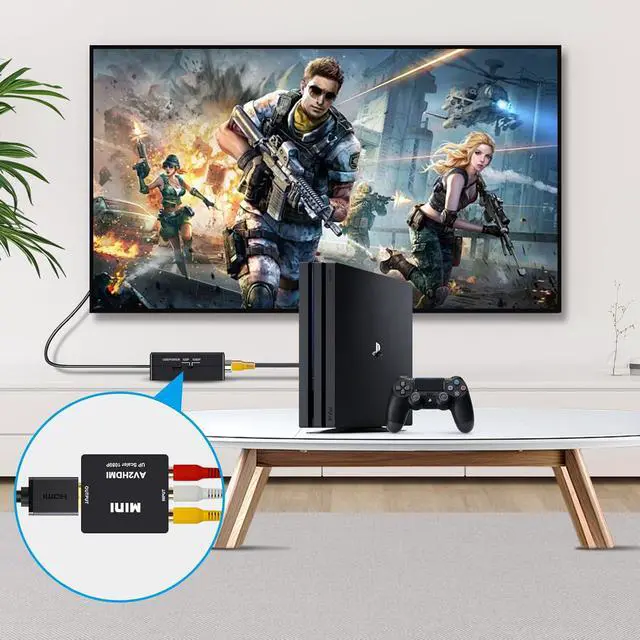 Alt view image 7 of 7 - RCA to HDMI Converter AV to HDMI Converter 1080P Mini RCA Composite CVBS Video Audio Converter Adapter Supporting PAL/NTSC for TV/PC/PS3//PS4/Laptop/STB/Xbox VHS/VCR/Blue-Ray DVD Players