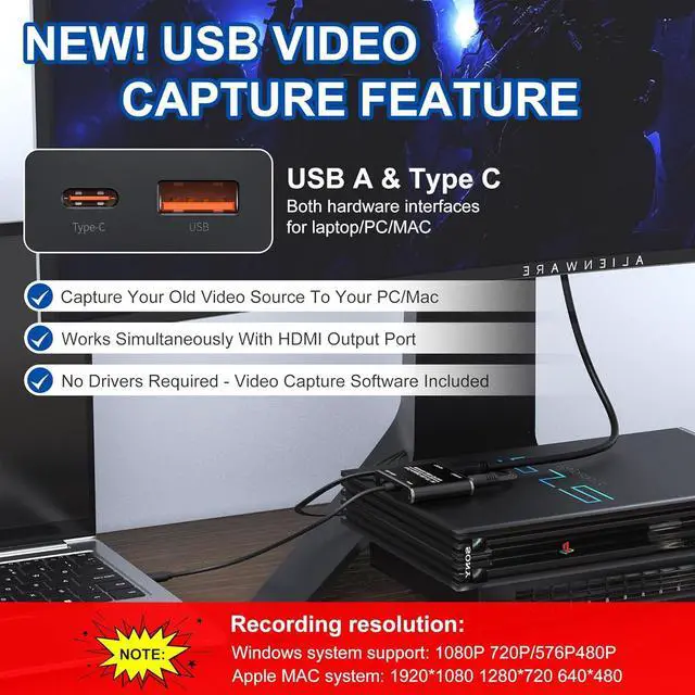 Alt view image 4 of 7 - RCA to HDMI Converter & VHS to Digital Converter - USB Video Capture Card for VHS/VCR/DVD/AV - Analog to Digital Converter with 1080P HD Output AV HDMI Adapter Save and Digitize Old Videos