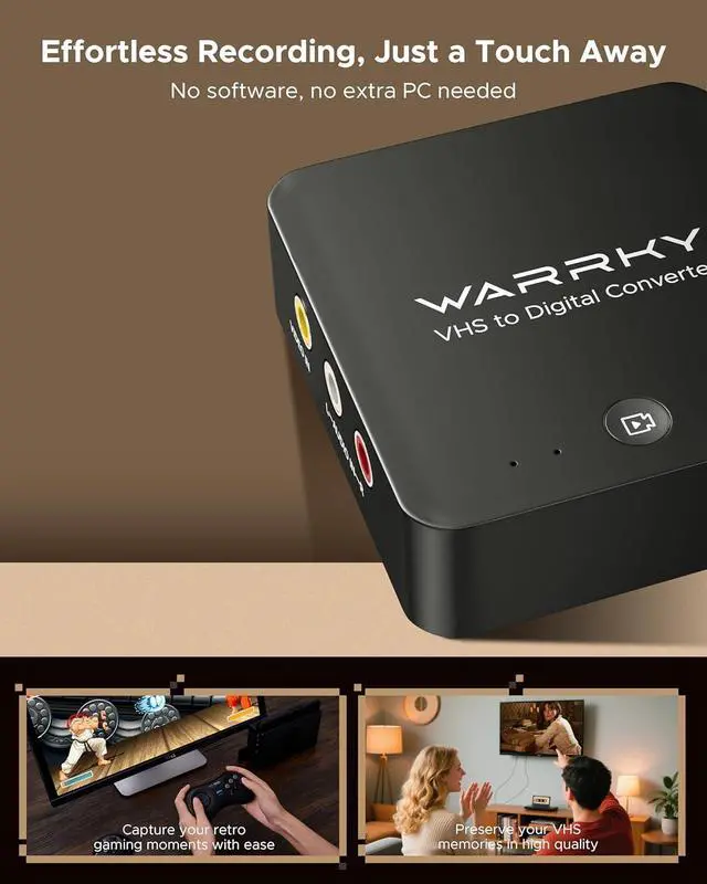 Alt view image 7 of 7 - VHS to Digital Converter RCA to HDMI Converter with Standalone Recording (No PC Needed No Software Needed) Record VHS PS/PS2/PS3 VCR Hi8 Camcorder and More RCA/AV Devices to Digital