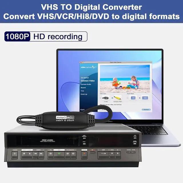 Alt view image 3 of 7 - VHS to Digital Converter 1080P Video Capture Card Device AV to USB Converter RCA to USB Converter for VHS VCR Hi8 to Digital for Tape Player Camcorder PC TV Windows Mac OS (Male)