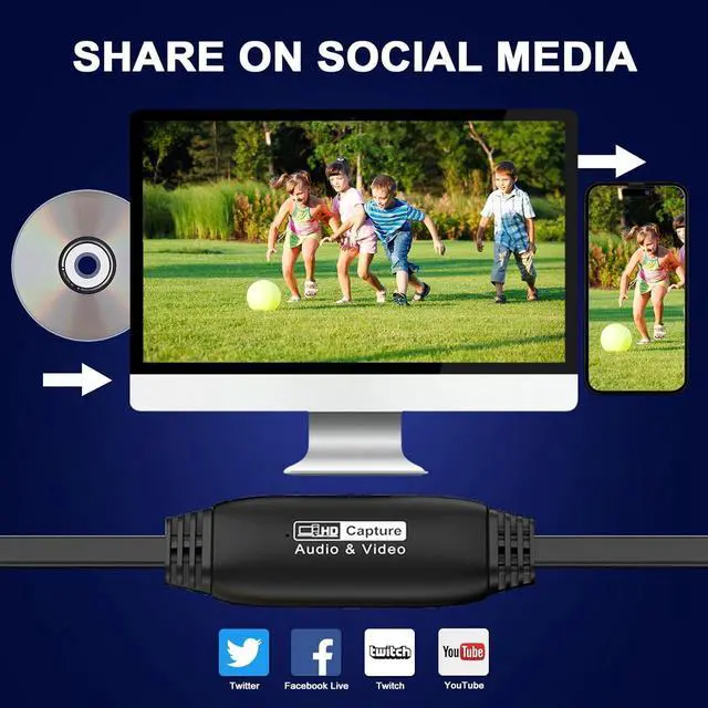 Alt view image 5 of 7 - VHS to Digital Converter 1080P Video Capture Card Device AV to USB Converter RCA to USB Converter for VHS VCR Hi8 to Digital for Tape Player Camcorder PC TV Windows Mac OS (Male)