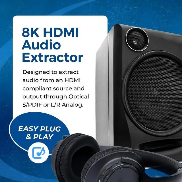 Alt view image 6 of 7 - 8K Audio Extractor HDMI UltraHD 4K @ 120Hz 48G HDMI 2.1 Audio Converter for PS5 SPDIF + 3.5mm Output HDCP 2.3 - Dolby Digital/DTS Passthrough CEC HDR Dolby Vision ARC HDR10+ (BKA-1)