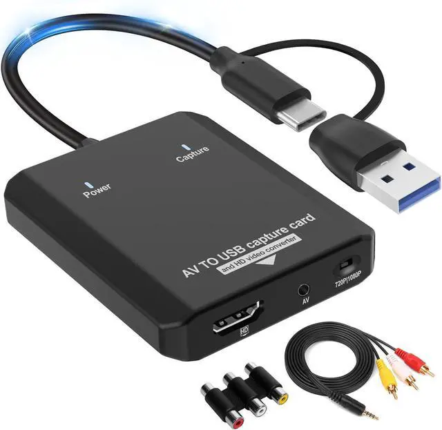 Main image of VHS to Digital - RCA to HDMI Converter USB Video Capture Card for Hi8/VCR/DVD/AV/PS2/Wii Analog to Digital Adapter for Saving Old Memories to Modern Laptop Computer Electronics