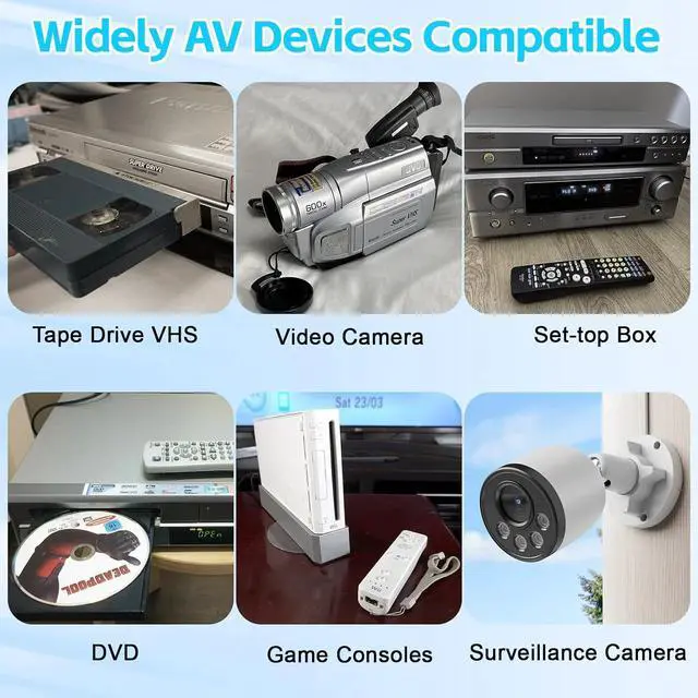 Alt view image 6 of 7 - VHS to Digital - RCA to HDMI Converter USB Video Capture Card for Hi8/VCR/DVD/AV/PS2/Wii Analog to Digital Adapter for Saving Old Memories to Modern Laptop Computer Electronics