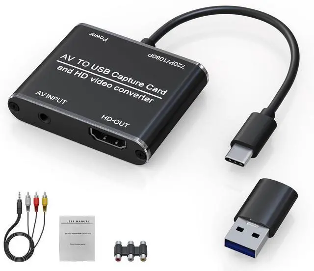 Main image of AV to HDMI Converter with USB Video Capture Function - RCA to HDMI Adapter VHS to Digital Converter for VCR VHS DVD Camcorder Hi8 Supports Recording Videos to Your PC or Mac via USB/USBC