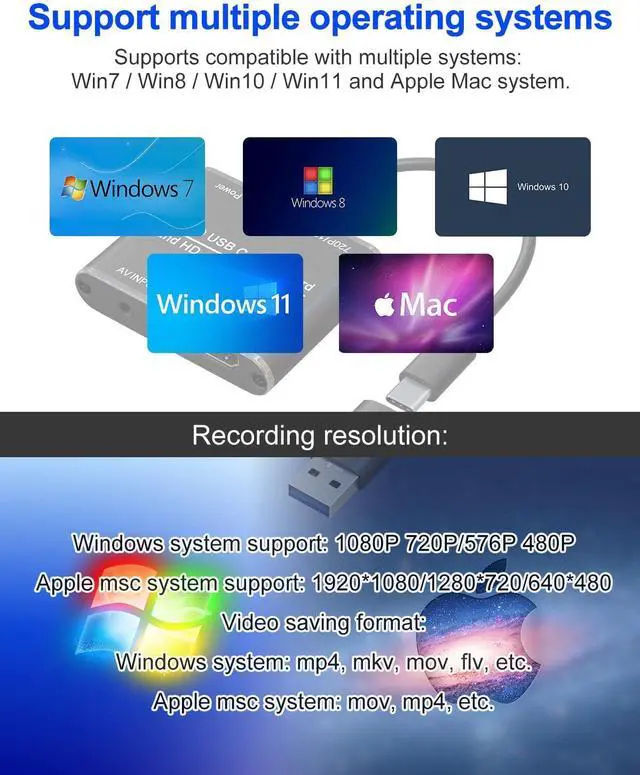 Alt view image 6 of 7 - AV to HDMI Converter with USB Video Capture Function - RCA to HDMI Adapter VHS to Digital Converter for VCR VHS DVD Camcorder Hi8 Supports Recording Videos to Your PC or Mac via USB/USBC