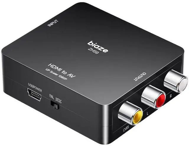 Main image of HDMI to RCA Converter, HDMI to AV Adapter Video Audio Converter Supports PAL/NTSC for Older TV, TV Stick, DVD, Android TVs Box