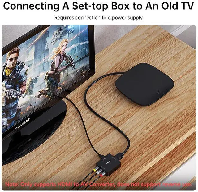 Alt view image 2 of 7 - HDMI to RCA Converter, HDMI to AV Adapter Video Audio Converter Supports PAL/NTSC for Older TV, TV Stick, DVD, Android TVs Box