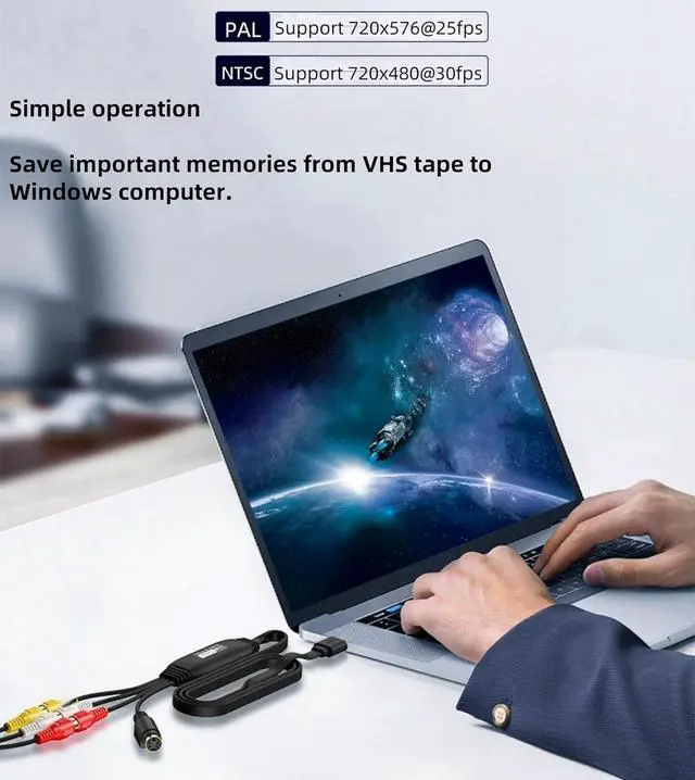 Alt view image 5 of 7 - VHS to Digital Converter USB Video Capture Card RCA AV to USB Audio Video Transfer Grabber Convert Analog VHS VCR to Digital Adapter for PC DV Camera DSLR DVD Compatible PC TV MAC Windows Vista