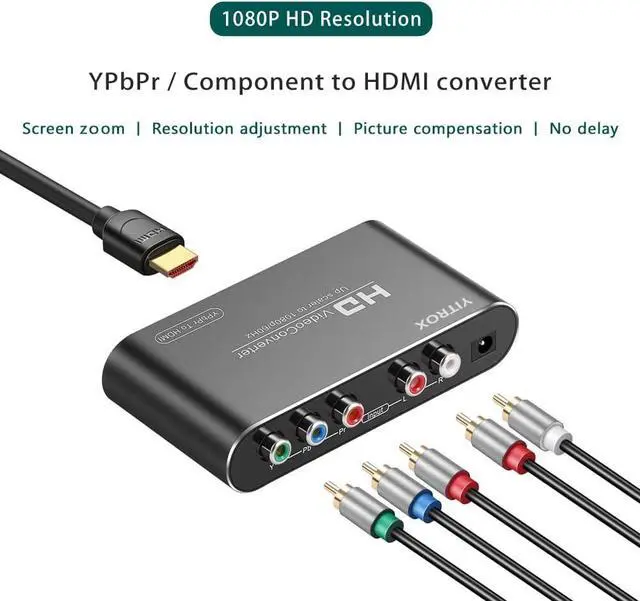 Alt view image 2 of 7 - Component to HDMI Converter Upscaler Scaler YPbPr to HDMI Converter Support 1080P for Wii PS2 PS3 Xbox 360 Blu ray Player DVD and More