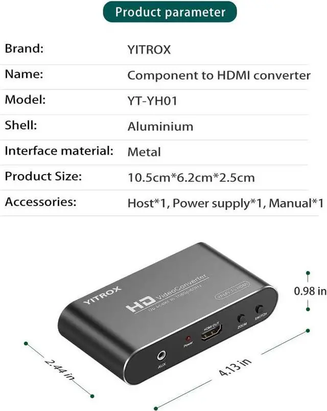 Alt view image 7 of 7 - Component to HDMI Converter Upscaler Scaler YPbPr to HDMI Converter Support 1080P for Wii PS2 PS3 Xbox 360 Blu ray Player DVD and More