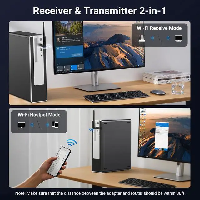 Alt view image 4 of 7 - WiFi Adapter for Desktop PC AX900 USB WiFi 6 Adapter with 5GHz/2.4GHz Dual Band 6dBi High Gain Antenna Built-in Driver for Win11/10
