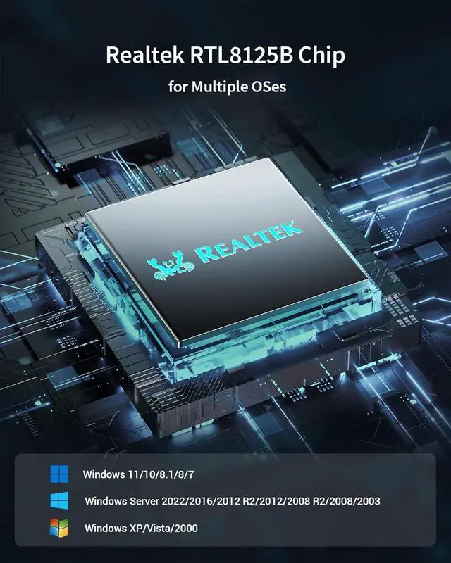 Alt view image 6 of 6 - 2.5Gb Network Card PCIe Network Adapter RJ45 NIC with Extra Low-profile Bracket PCI Express Gigabit Ethernet Card for Windows 11/10/8.1/8/7/XP Windows Server... Limited Lifetime Protection