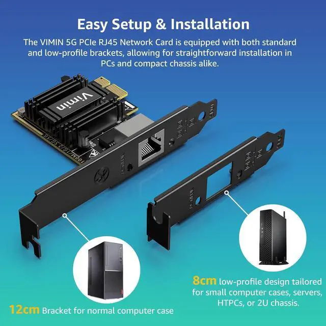 Alt view image 7 of 7 - 5G Base-T PCIe Network Card with RTL8126 5G Network Card RJ45 Port 5G/2.5G/1000/100 Mbit/s PCI Express Ethernet Adapter for Windows10/11 Vmware and Linux Support WOL for PCle x4 x8 x16